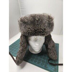 Mad Bomber Aviator Rabbit Fur Trapper Hat Medium W/Ear Flaps